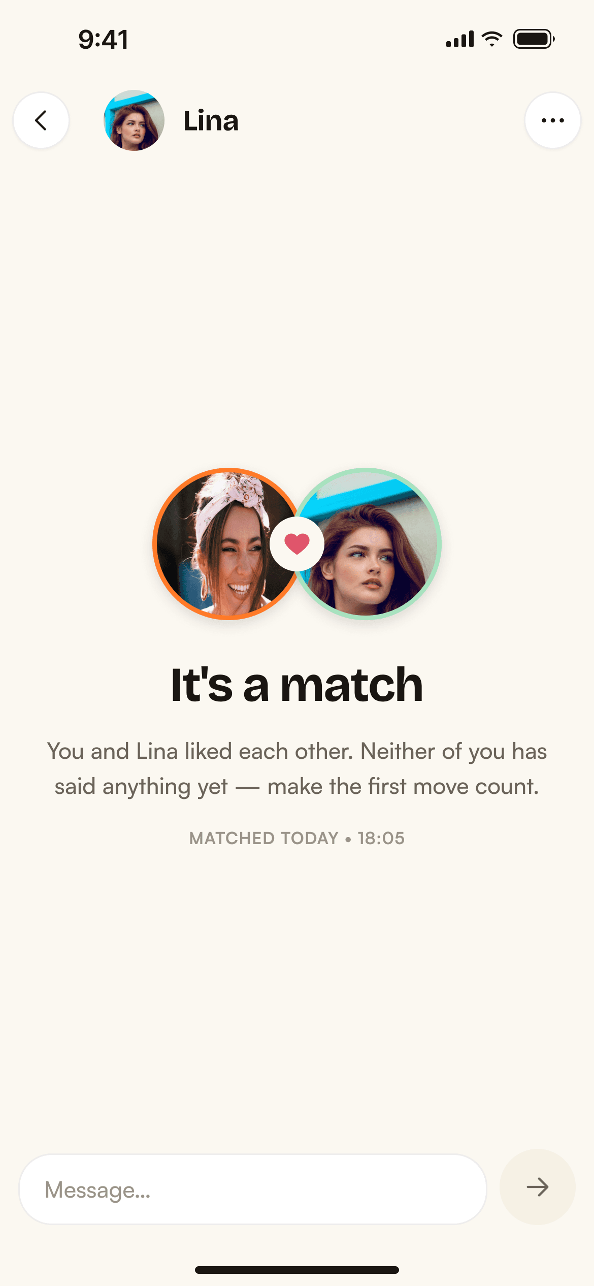 A new match, ready to chat