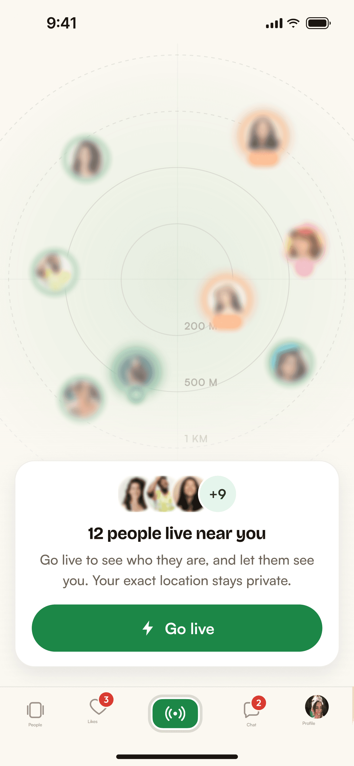 Go live in one tap — the radar before you go live